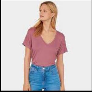 Express Relaxed V-Neck London Tee XXS NWT Dark Rose